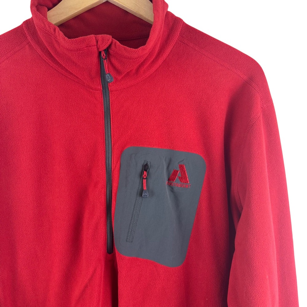 Eddie Bauer First Ascent Fleece Pullover Mens XL Tall Red‎ Quarter Zip 0392